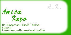 anita kazo business card